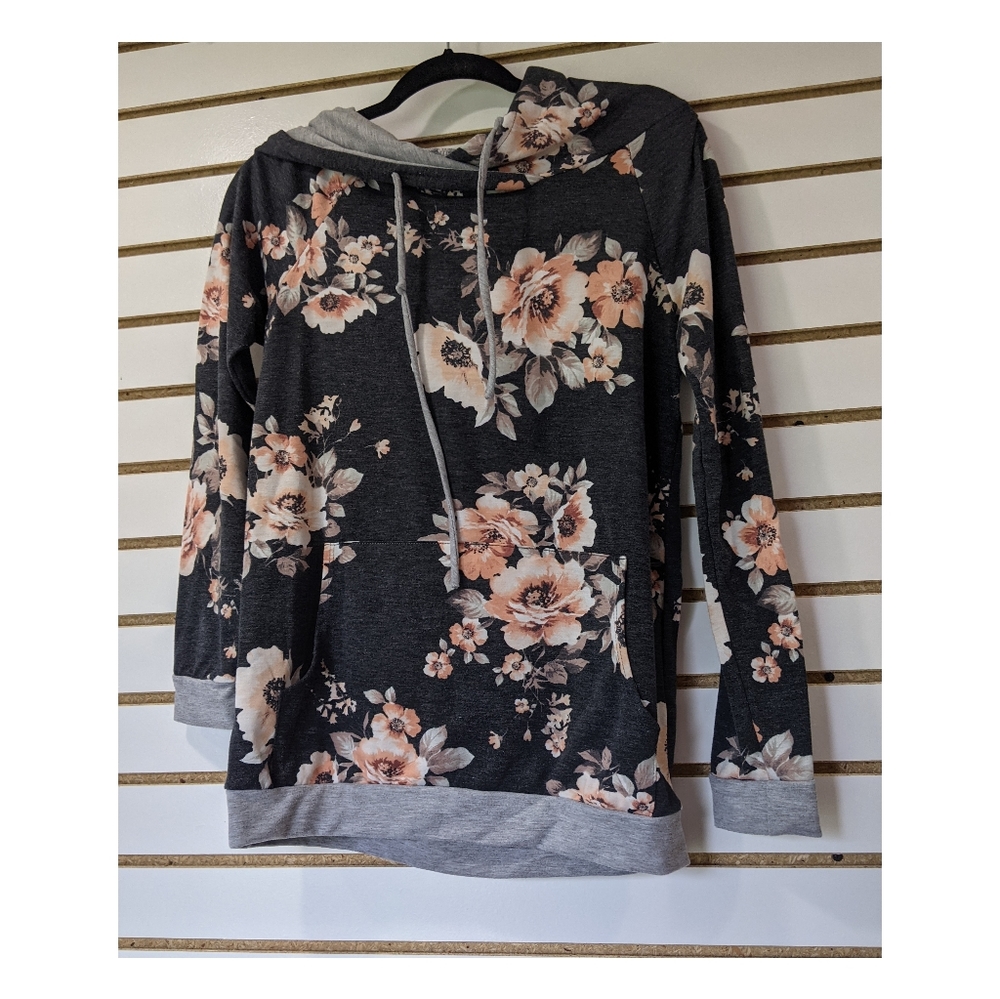 12PM by Mon Ami floral pullover hoodie, size M